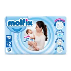 حفاضات مولفكس للأطفال رقم 2 صغيرة (40 قطعة) Molfix Baby Diapers NO.2 Mini (40 Pcs)